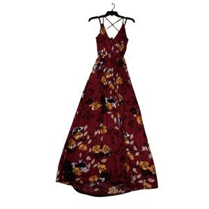 Rokoko Maxi Dress Womens Size Small Long Floral Strappy Grecian Slit Wrap Mini